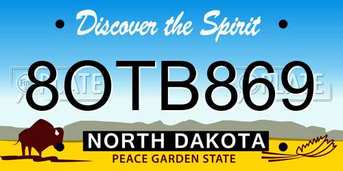 8OTB869 North Dakota License Plate