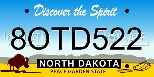 8OTD522 North Dakota License Plate
