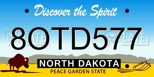 8OTD577 North Dakota License Plate
