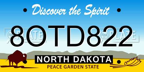 8OTD822 North Dakota License Plate