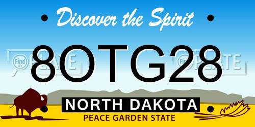 8OTG28 North Dakota License Plate