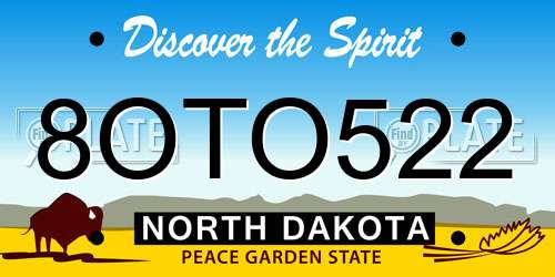 8OTO522 North Dakota License Plate
