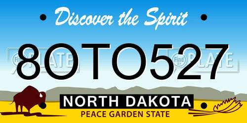 8OTO527 North Dakota License Plate