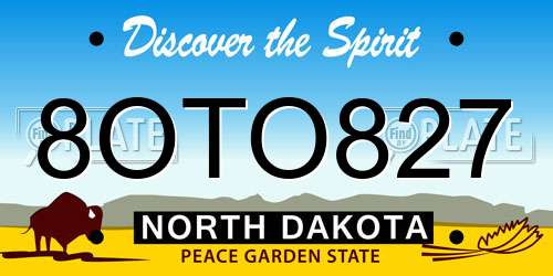 8OTO827 North Dakota License Plate