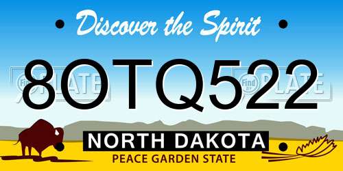 8OTQ522 North Dakota License Plate