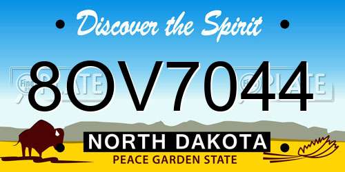 8OV7044 North Dakota License Plate