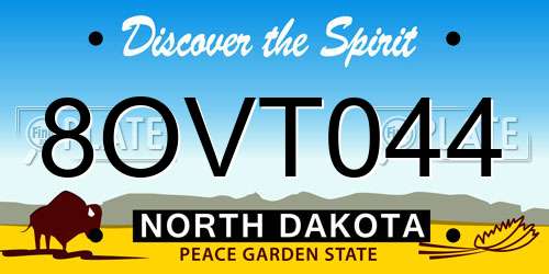 8OVT044 North Dakota License Plate