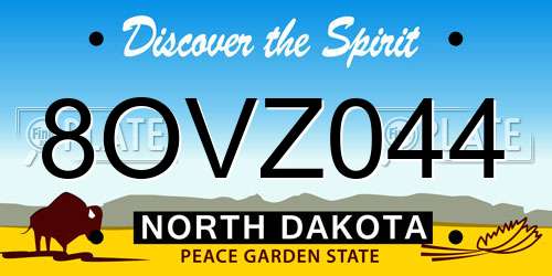 8OVZ044 North Dakota License Plate