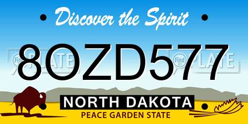 8OZD577 North Dakota License Plate
