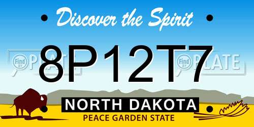8P12T7 North Dakota License Plate