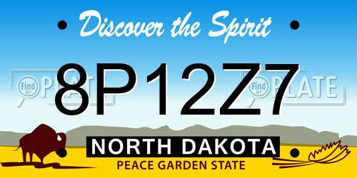 8P12Z7 North Dakota License Plate