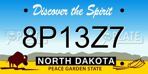 8P13Z7 North Dakota License Plate