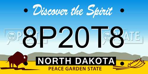8P20T8 North Dakota License Plate