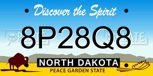8P28Q8 North Dakota License Plate