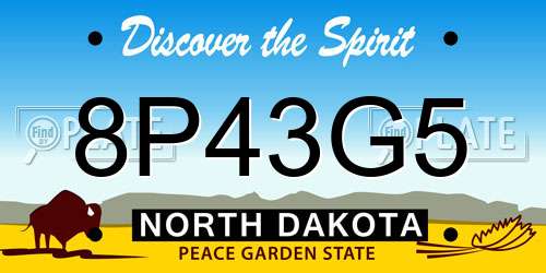 8P43G5 North Dakota License Plate