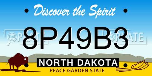 8P49B3 North Dakota License Plate