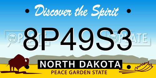 8P49S3 North Dakota License Plate