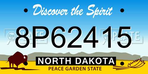 8P62415 North Dakota License Plate
