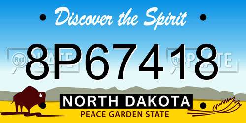 8P67418 North Dakota License Plate