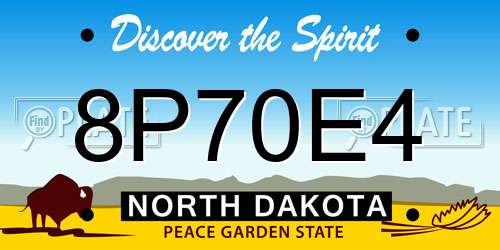 8P70E4 North Dakota License Plate