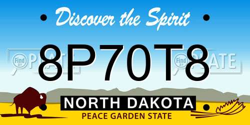 8P70T8 North Dakota License Plate
