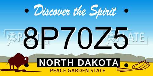 8P70Z5 North Dakota License Plate