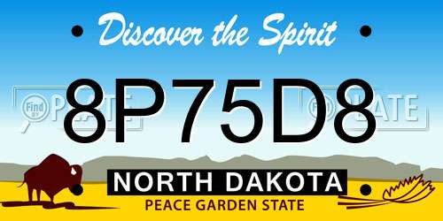 8P75D8 North Dakota License Plate