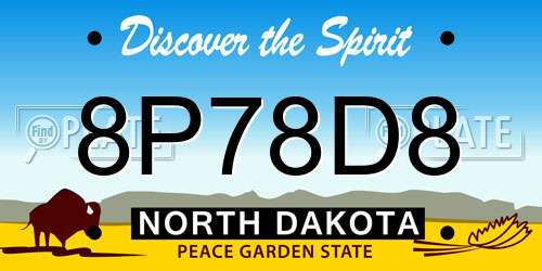 8P78D8 North Dakota License Plate