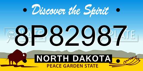 8P82987 North Dakota License Plate