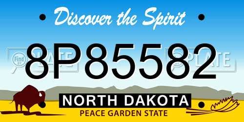 8P85582 North Dakota License Plate