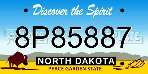 8P85887 North Dakota License Plate