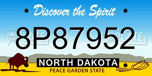 8P87952 North Dakota License Plate