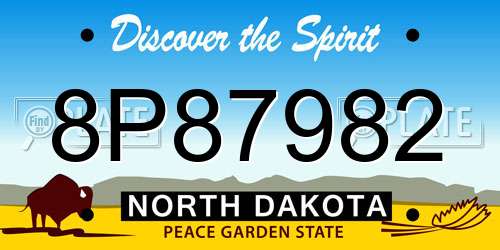 8P87982 North Dakota License Plate