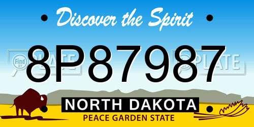 8P87987 North Dakota License Plate