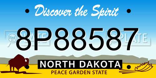 8P88587 North Dakota License Plate