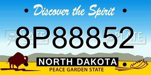 8P88852 North Dakota License Plate