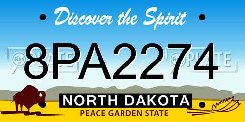 8PA2274 North Dakota License Plate