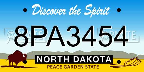 8PA3454 North Dakota License Plate