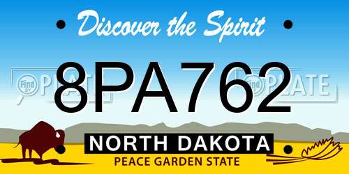 8PA762 North Dakota License Plate