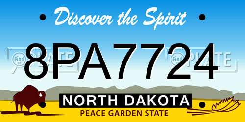 8PA7724 North Dakota License Plate