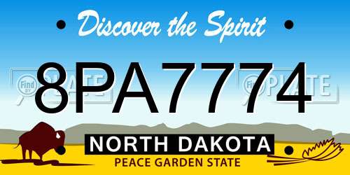 8PA7774 North Dakota License Plate