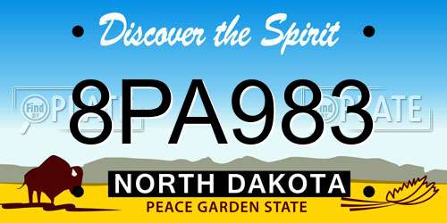 8PA983 North Dakota License Plate