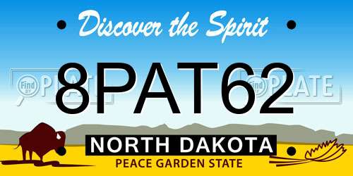 8PAT62 North Dakota License Plate