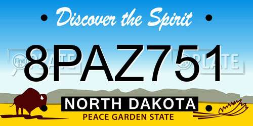 8PAZ751 North Dakota License Plate