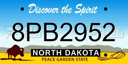 8PB2952 North Dakota License Plate
