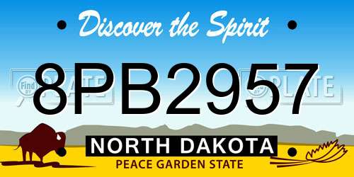 8PB2957 North Dakota License Plate