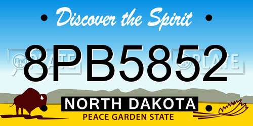 8PB5852 North Dakota License Plate