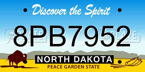8PB7952 North Dakota License Plate