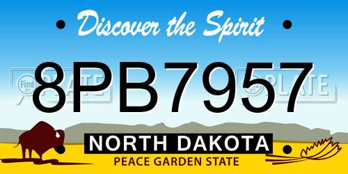 8PB7957 North Dakota License Plate