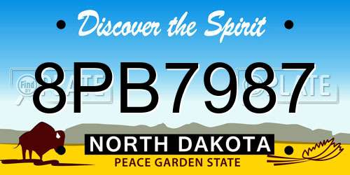 8PB7987 North Dakota License Plate